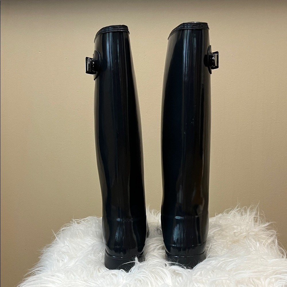 NWOT Hunter Glossy Dark Grey rain Boots - Picture 4 of 11